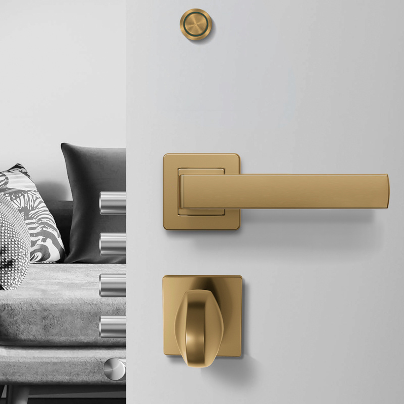 Door Hardware Inner House Door Handle Lock Hotel Interior Silver Lever Handle Metal Entrance Door Handle