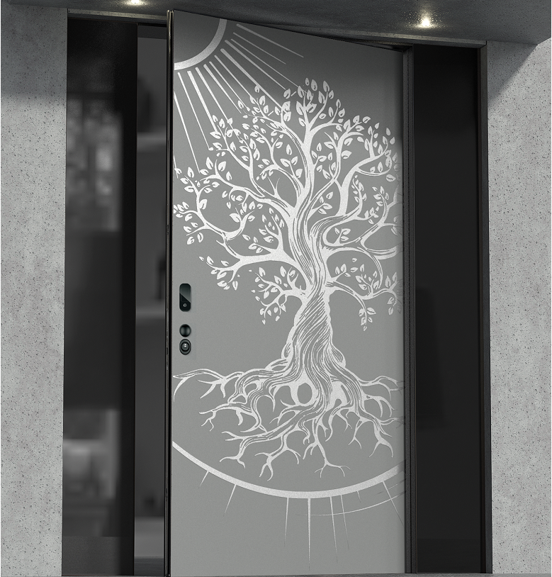 Latest design one and half door leaf etching panel villa exterior entry door main security door design