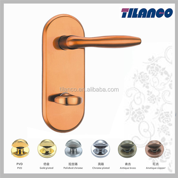 High Quality Gold Brass Handle Proper Price Medium Size Double Side Door Handle Lock