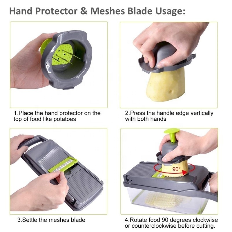 Multi Function 12 in 1 Fruit and Vegetable Veggie Onion Carrot Potato Cheese Mandoline Chopper Grater Slicer Cutting Tool