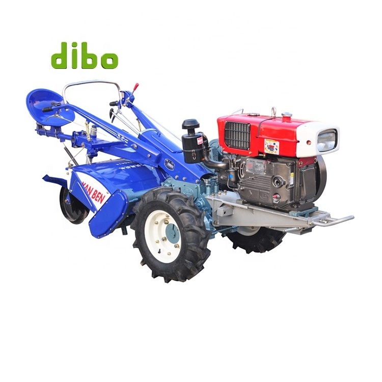 Multipurpose farming mini walk behind tractor price diesel engine small 15 hp 18hp 20hp two wheels hand walking tractor for sale