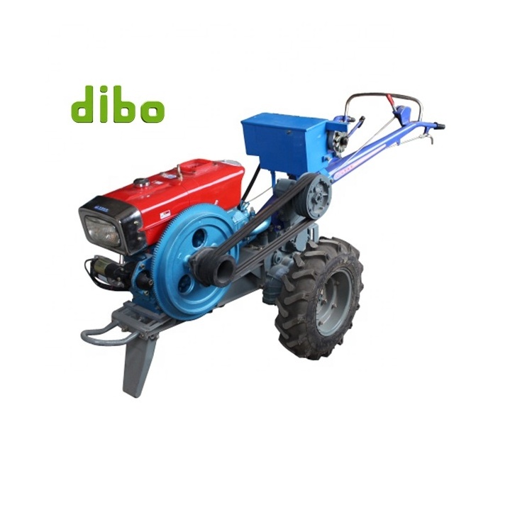 Multipurpose farming mini walk behind tractor price diesel engine small 15 hp 18hp 20hp two wheels hand walking tractor for sale