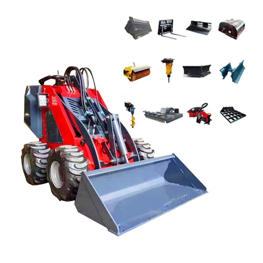 Euro5 CE EPA Mini collocate buckets Bulldozers Filler Rippers Forks Snow blower Agitator Trailer Hammer mini skid steer loader