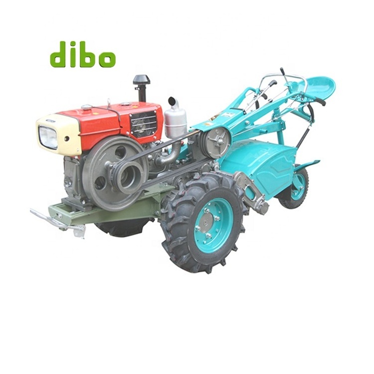 Multipurpose farming mini walk behind tractor price diesel engine small 15 hp 18hp 20hp two wheels hand walking tractor for sale