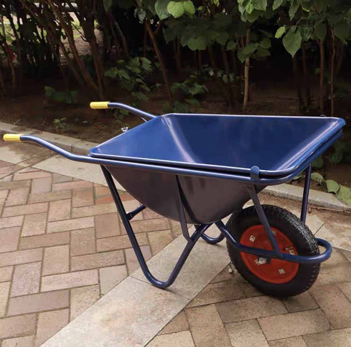 Heavy duty construction garden use wheelbarrow 1 single one wheel small handcart trolley 100kg 150kg metal tray wheelbarrows