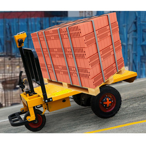 500kg Electric Flat Cart Small Heavy Duty Battery Hand Push Flatbed Trolley 3-wheel Flexible Mini Transport Cart