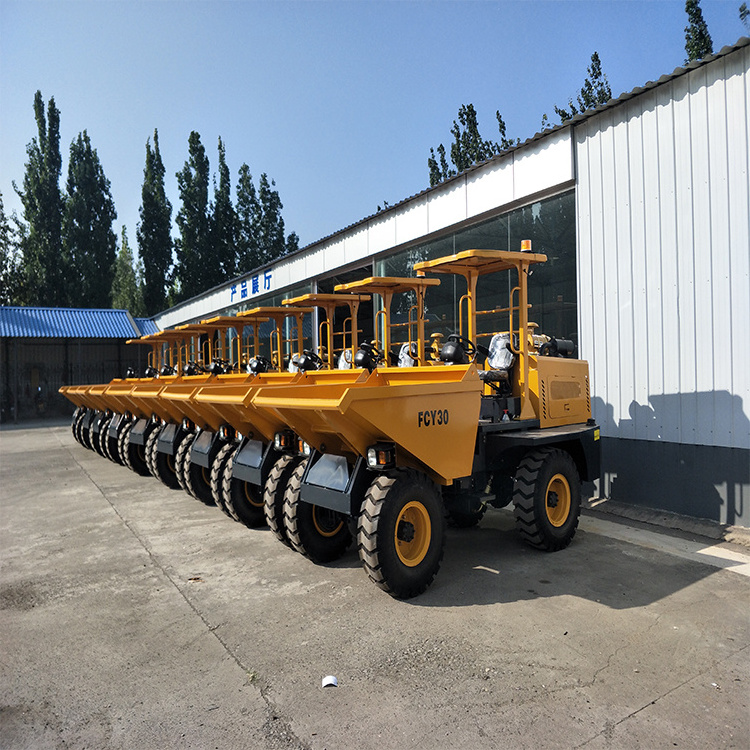 New design 1 t hydraulic piston container FCY30 50HP dump truck 4x4 mini dumper for small mining works with CE certificate