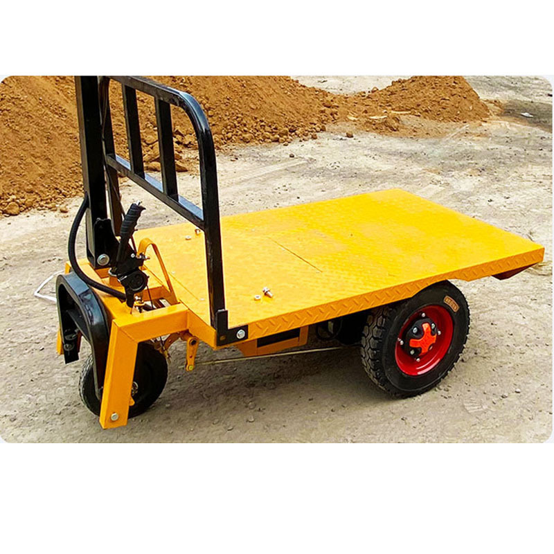 500kg Electric Flat Cart Small Heavy Duty Battery Hand Push Flatbed Trolley 3-wheel Flexible Mini Transport Cart