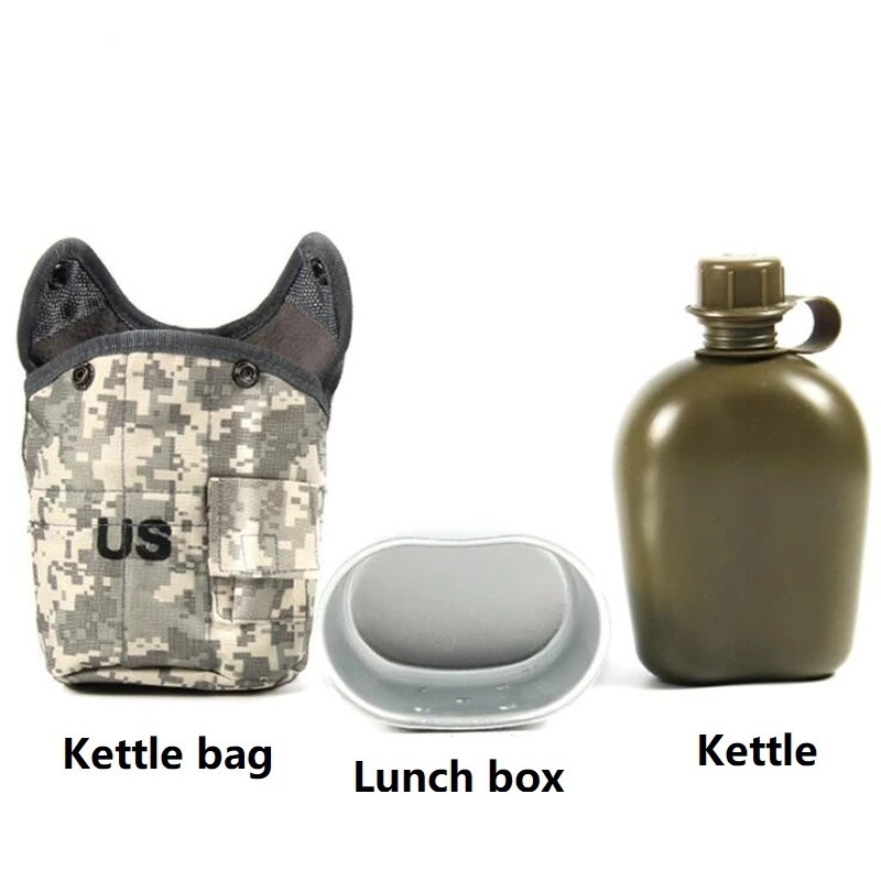 Outdoors Molle Water Bottle Pouch Tactical Gear Kettle with Canteen Cooking Cup for Trekking Fans Climbing Camping Hiking Bags