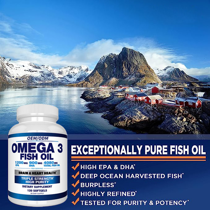 OEM Custom Natural Health Food  Concentrated Enteric Coated Fish Oil Omega 3 Soft Gel