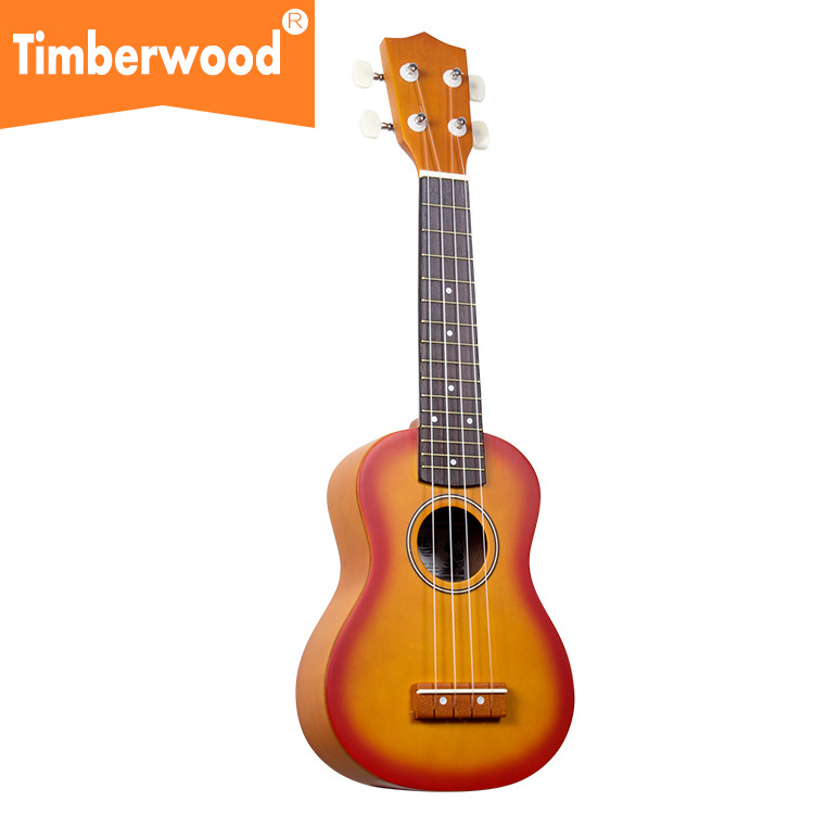 21 inch soprano orange flower Hawaii ukulele four string small guitar basswood ukulele for kids for OEM ukulele factory