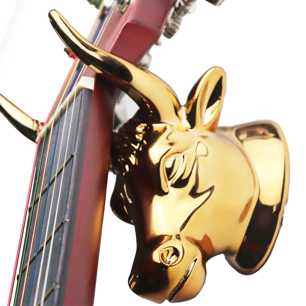 Luxurious stock wholesale head hook vacuum copper plated musical instrument ukulele metal guitar hanger part horse head shape