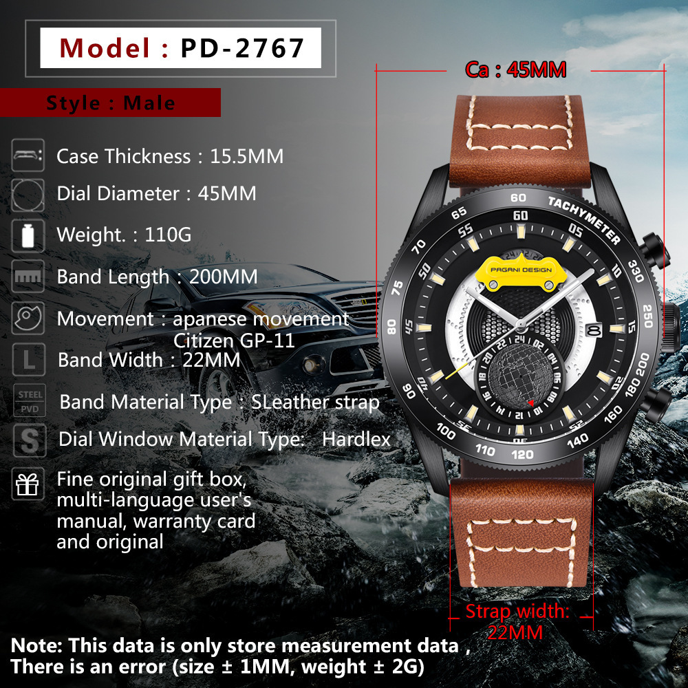 Explosive Design 2022 PAGANI Stainless Steel Chronograph Leather Quartz Watches for Men Drop-shipping