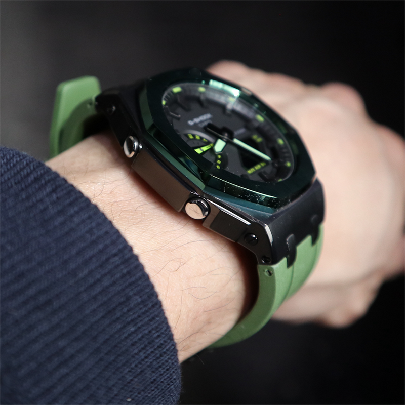 GShock GA2100/2110 Metal Watch Two-tone Green Hulk Case Bezel Strap for casio g shock GA2100