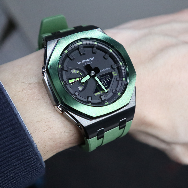 GShock GA2100/2110 Metal Watch Two-tone Green Hulk Case Bezel Strap for casio g shock GA2100