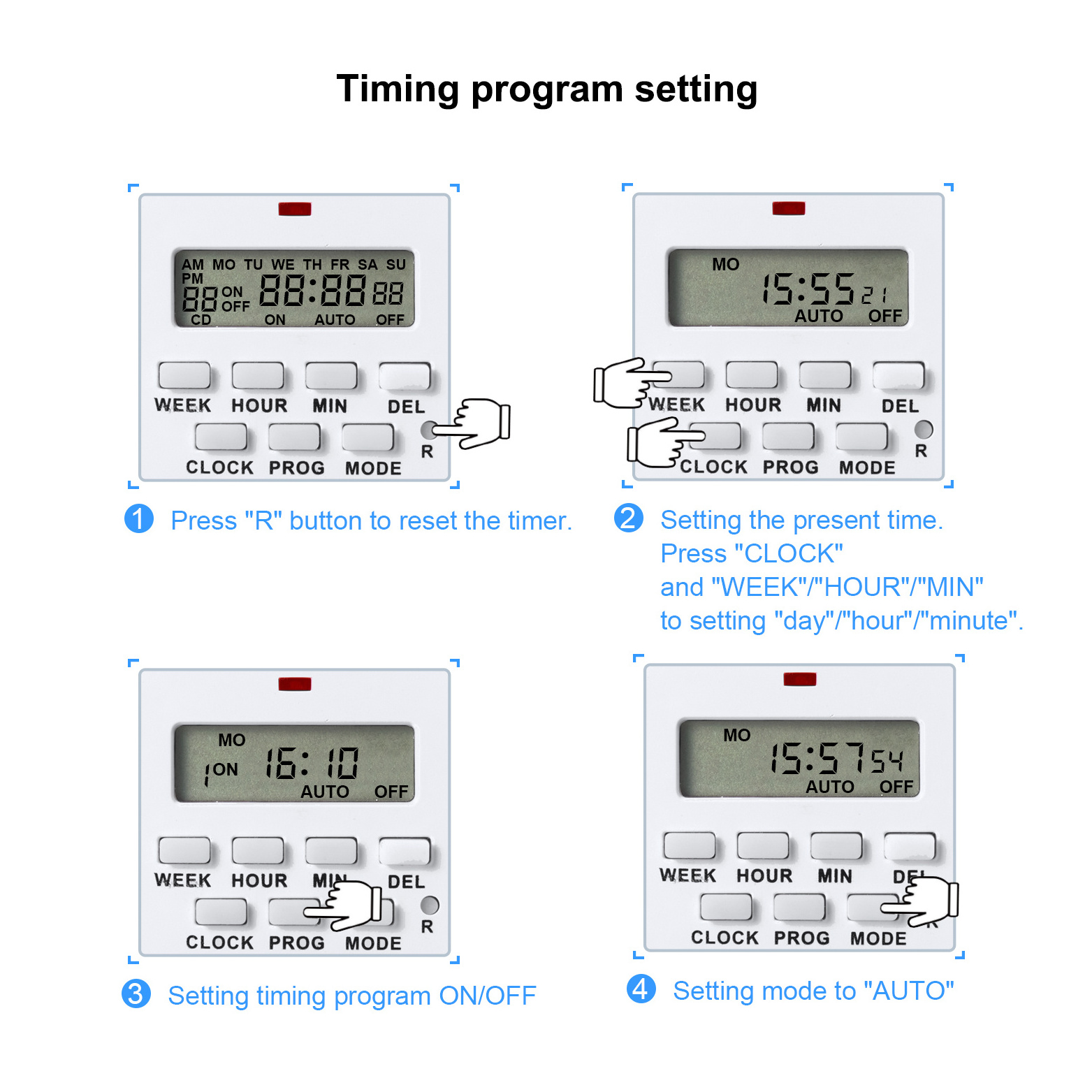 220-240V Smart Travel Adapter Timer Switch EU Plug AC Power Weekly Digital Timer Plug Socket