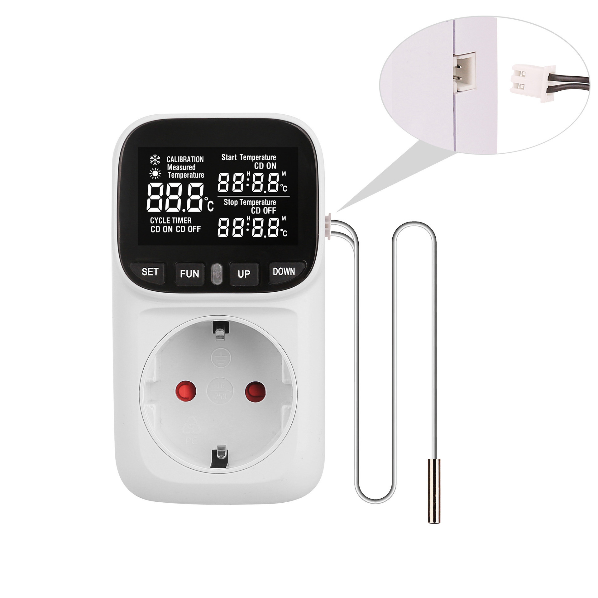 Adjustable Electronic temperature controller socket 220V with timer switch