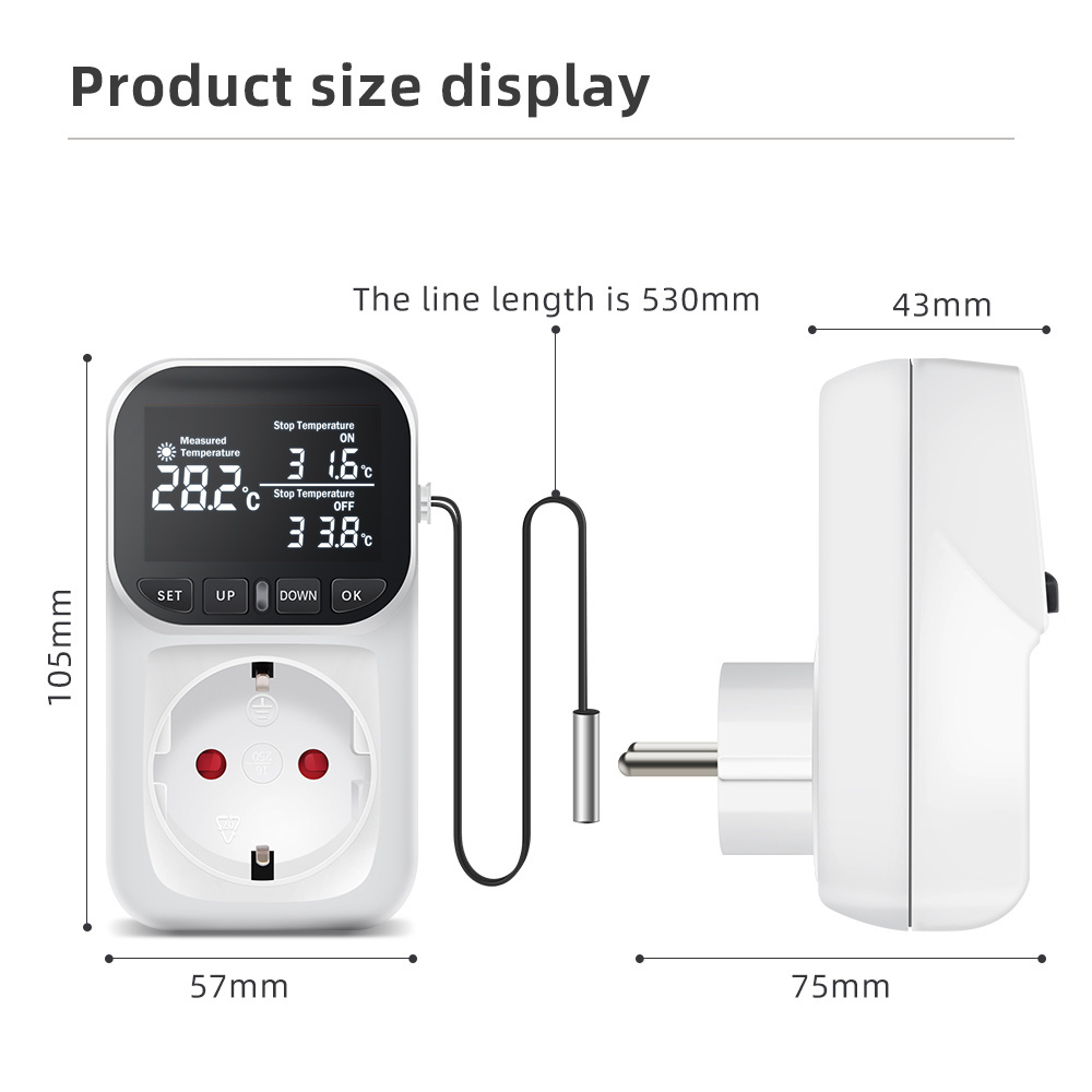 Adjustable Electronic temperature controller socket 220V with timer switch