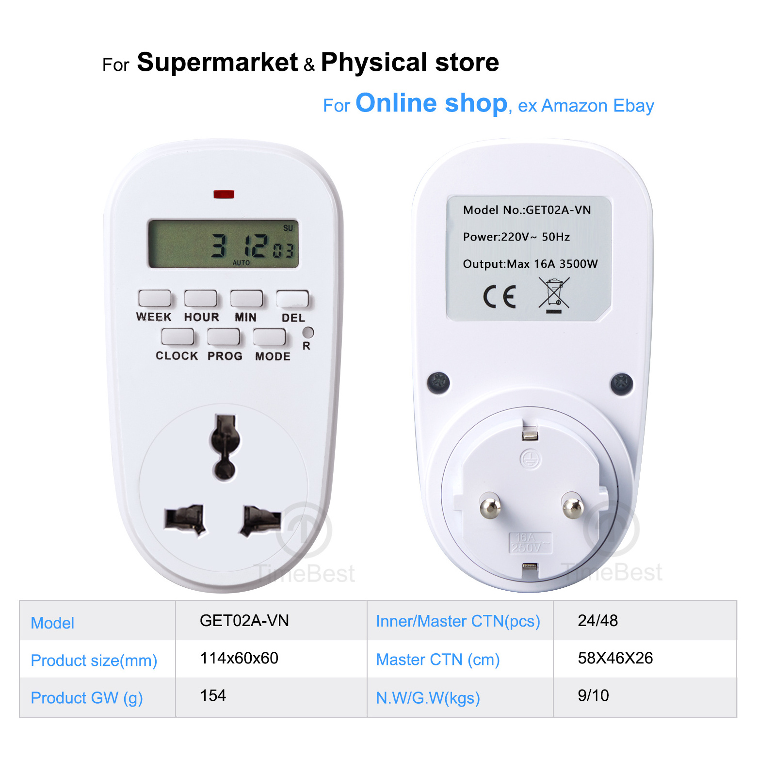 Hot sell 220V Automatic Timer Switch and  Countdown Programmable Timer