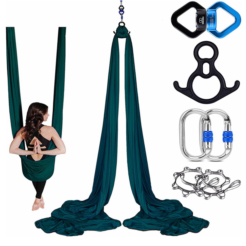 New Yoga Exercise 5m 8m 10m Nylon Durable Fabric Complete Kit Aerial Silk Aerial Yoga Hammock For Beginners Yoga Swing