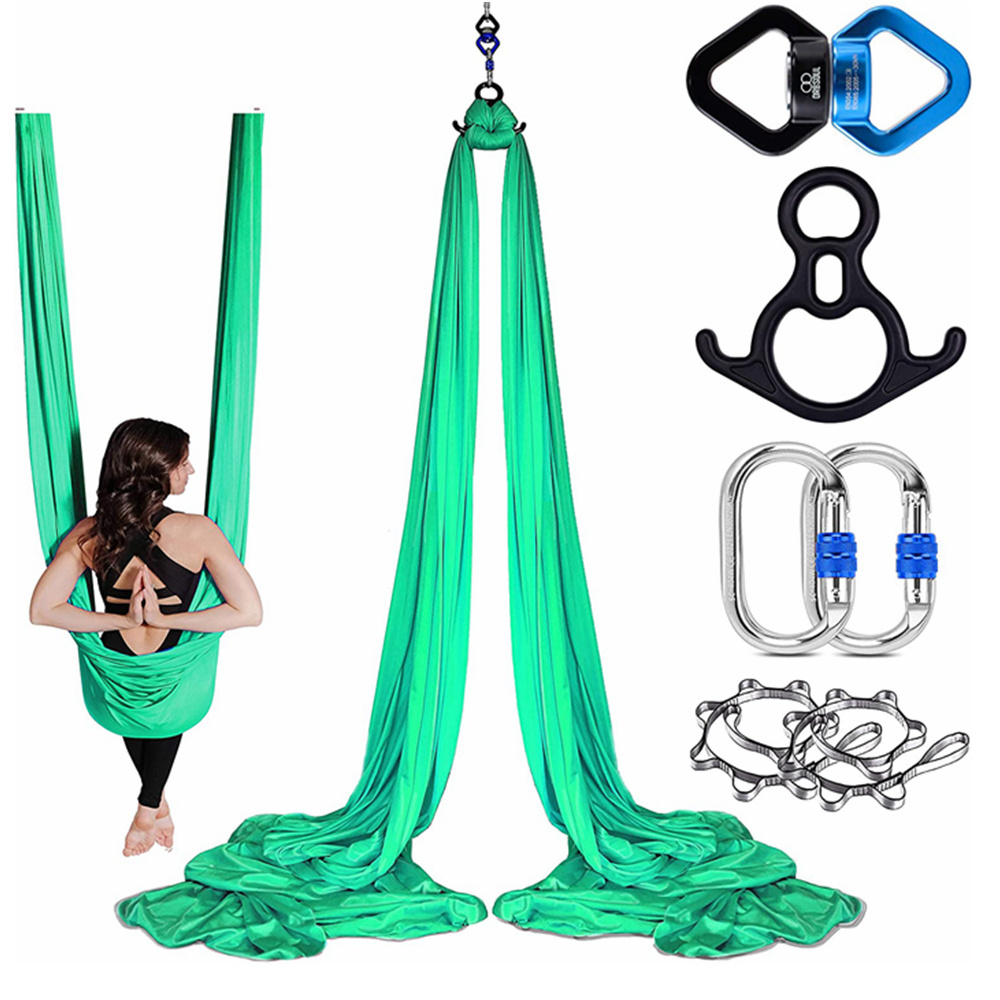 New Yoga Exercise 5m 8m 10m Nylon Durable Fabric Complete Kit Aerial Silk Aerial Yoga Hammock For Beginners Yoga Swing