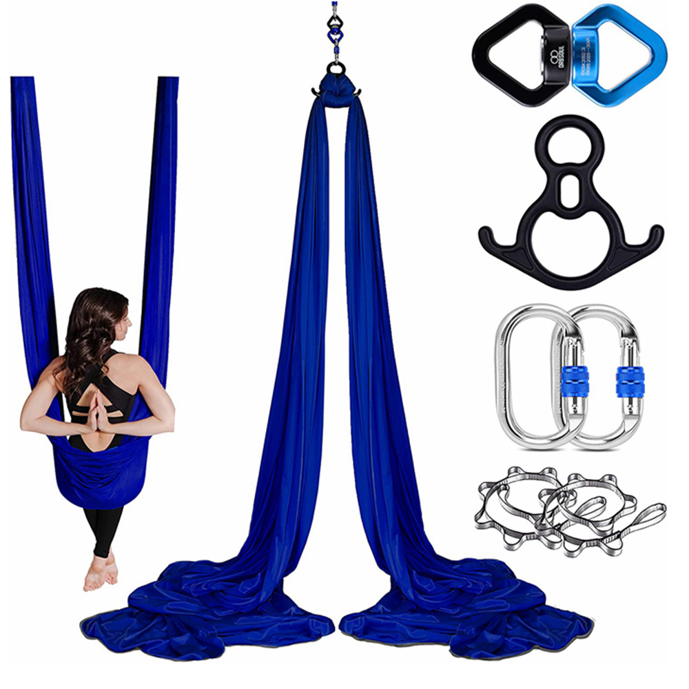 New Yoga Exercise 5m 8m 10m Nylon Durable Fabric Complete Kit Aerial Silk Aerial Yoga Hammock For Beginners Yoga Swing