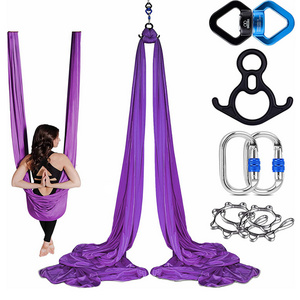 New Yoga Exercise 5m 8m 10m Nylon Durable Fabric Complete Kit Aerial Silk Aerial Yoga Hammock For Beginners Yoga Swing