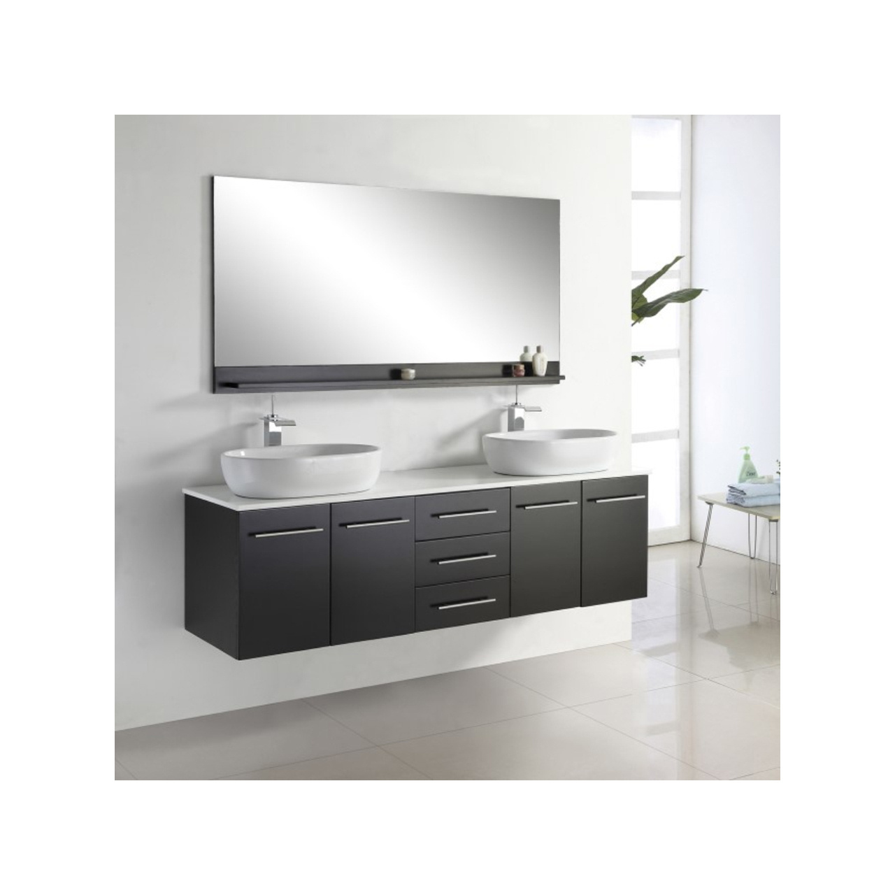 Freestanding Bathroom Vanity Double Sink 60 Inch Wood Quality Bathroom Furniture