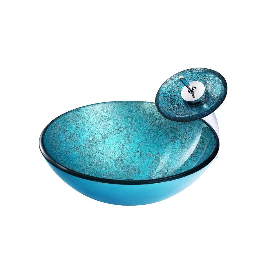 Factory Wholesale Hotel Hand Wash Basin Toughened Glass Table Top Bathroom Sink Art Basin