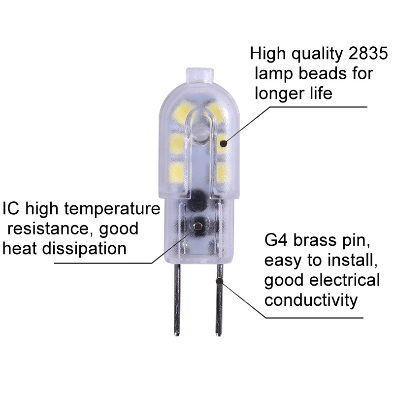 G4 LED Bulb  20W Halogen Bulb Replacement  2 Watt G6.35 Bulbs Bi-Pin Base  ACDC 12v  Mini Corn lamp