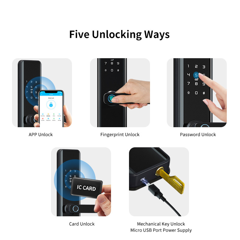 Keyless Door Finger Fingerprint Entry Electric Ttlock Smart  Gate Locks Wifi Home Intelligent Lock