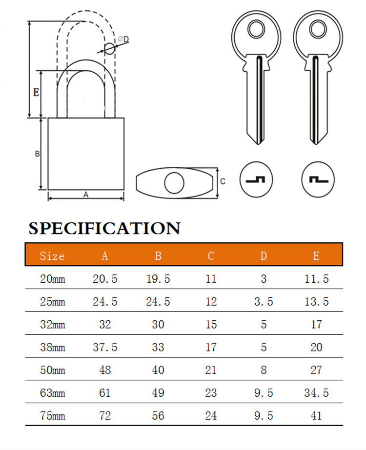 Wholesale Cheap Price Heavy Duty 20mm 30mm 40mm 60mm Combination Key Locks Security Pad Lock Brass Padlock