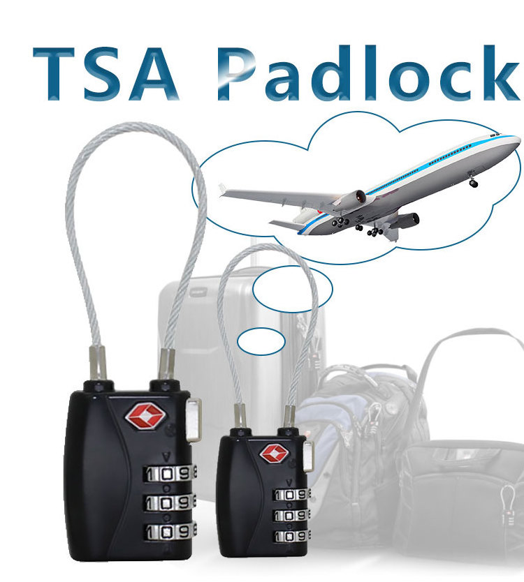 Wholesale Travel Retractable Password Cable Lock Luggage 3 Digit Combination TSA Lock