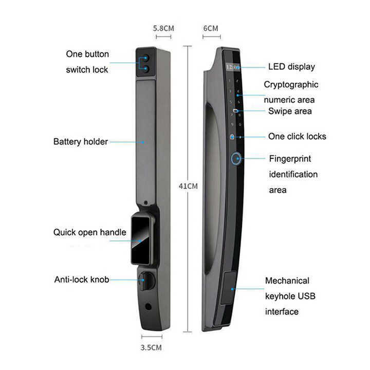 Luxury Wholesale Fully Automatic Waterproof Outdoor Tuya Wifi App Smart Sliding Door Lock Fingerprint Electronic Lock