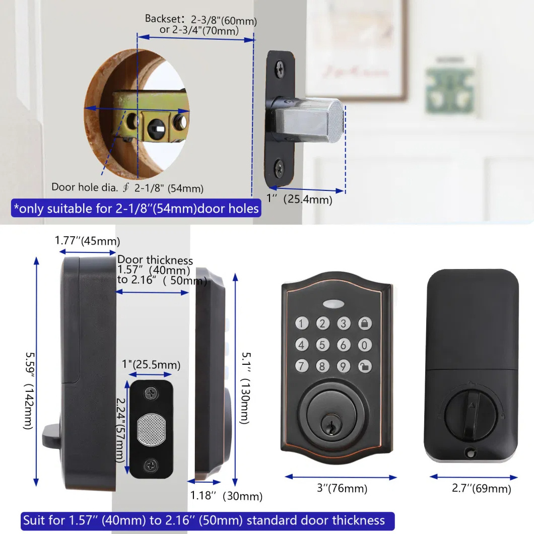 New Design European TTlock App Passcode Smart Cylinder Door Lock for Home Apartment