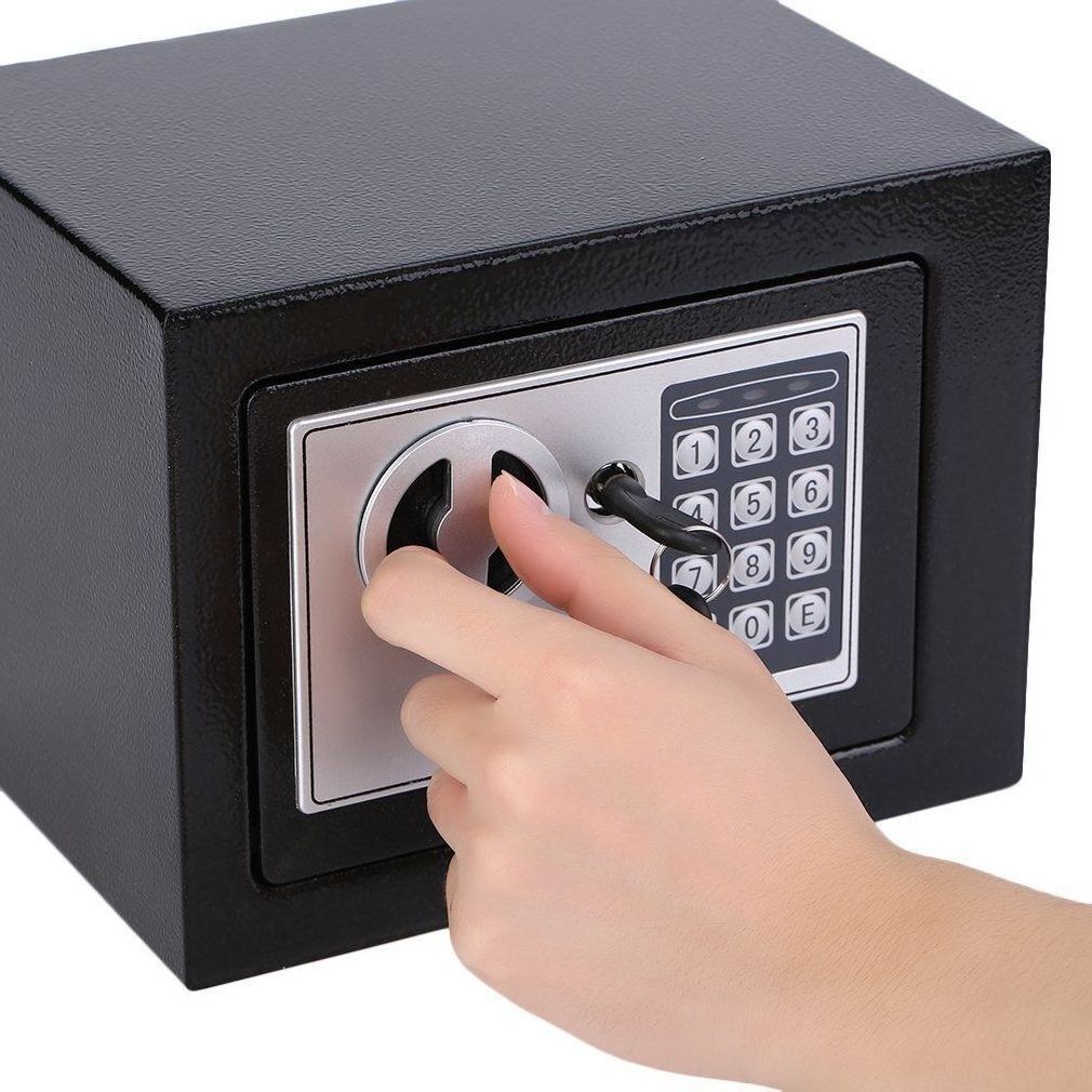 Safe Box Digital Electronic Security Keypad Mini Small Safes with Grey Safe And Lock Box for Home Office Travel Business Use