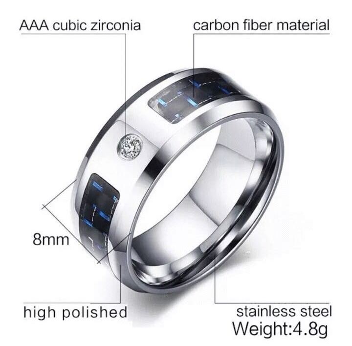 HOT Unisex Classic cool Stainless Steel 3A Cubic Zirconia  Black  Wedding Band Rings for men adult