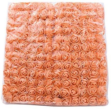 144 Pieces 2.5cm Mini Orange Rose Flower Heads Foam Artificial Roses for Valentine Day Wedding DIY Decor Craft