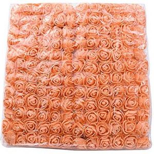 144 Pieces 2.5cm Mini Orange Rose Flower Heads Foam Artificial Roses for Valentine Day Wedding DIY Decor Craft