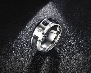 HOT Unisex Classic cool Stainless Steel 3A Cubic Zirconia  Black  Wedding Band Rings for men adult