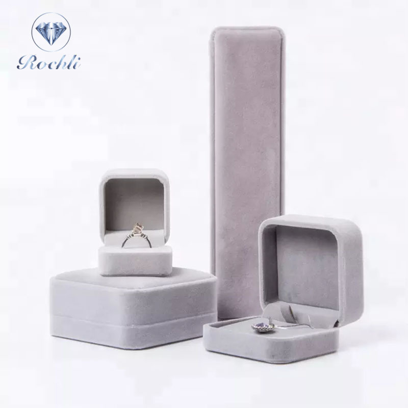 2022 Hot Sale Wholesale luxury Red Gray Pink Velvet Jewelry Box Packaging Ring Pendant Jewellery Box Bracelet Bangle box