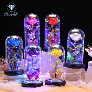 Valentine'S Day Navidad 2023 Forever Rose Flowers Artificial Rose In Glass Dome With Butterfly