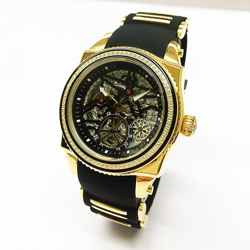 Customize Fashion Waterproof Watches Black Sport Mechanical Watches For Men