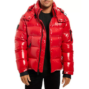 custom casual winter shinny puffy red jackets for men / top quality unisex fashion new style bubble puffer jackets