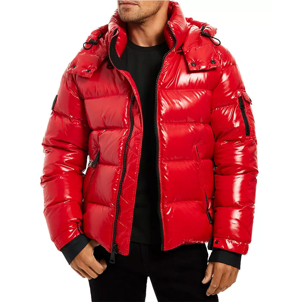 custom casual winter shinny puffy red jackets for men / top quality unisex fashion new style bubble puffer jackets