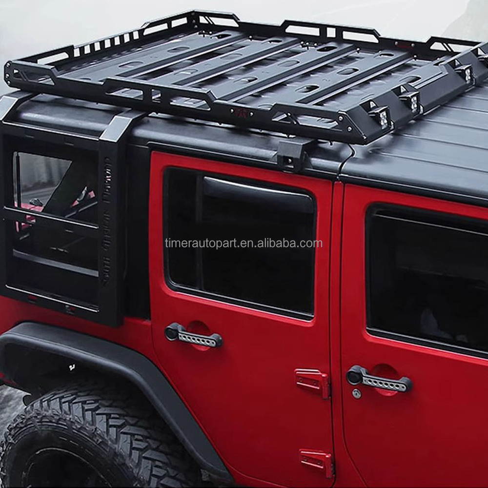 Camper Travel Outdoors Aluminium Car Toproof Luggage Tray Carrier Cargo Jeep Jk Jl Roof Rack With 2 Ladders And Lamps