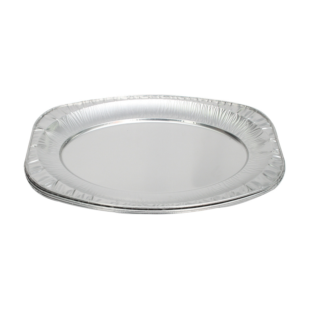 1700ml Shallow Aluminium Foil Platters Disposable Carryout Grill Pan Heavy Duty Oval Aluminum Foil Containers