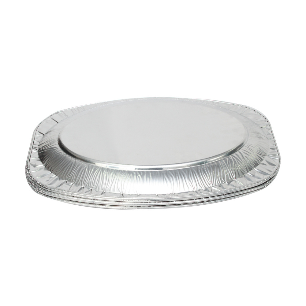 1700ml Shallow Aluminium Foil Platters Disposable Carryout Grill Pan Heavy Duty Oval Aluminum Foil Containers