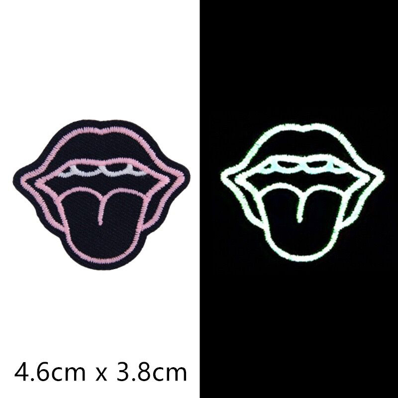 Fashion Simple Line Metaverse Nightlight Embroidered Patches Pop Scrawl Love Sexy Lip Brain Power Iron On Badge For Clothing Hat