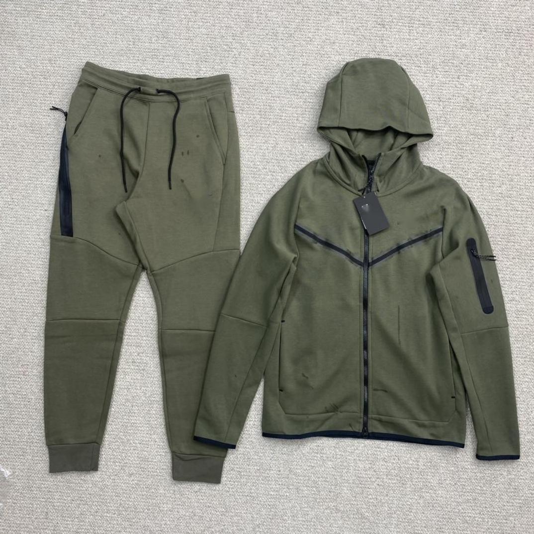 Custom Logo  Green Suit Sportswear  tech fleech y Men's Jogging two piece set  Casual Tracksuit Men Suits